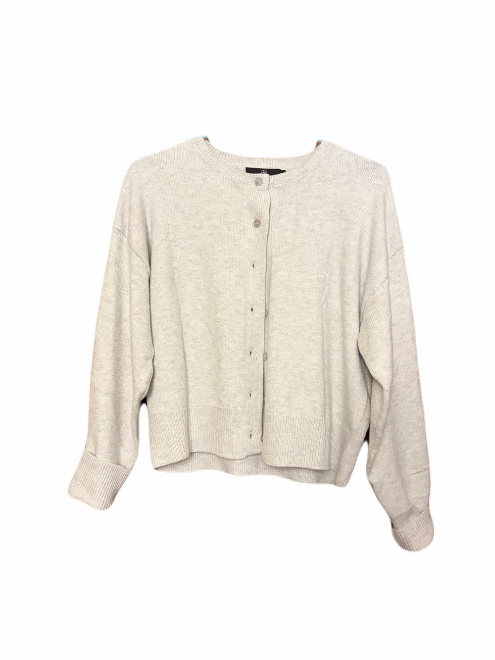 Light Beige Button-Front Knit Cardigan